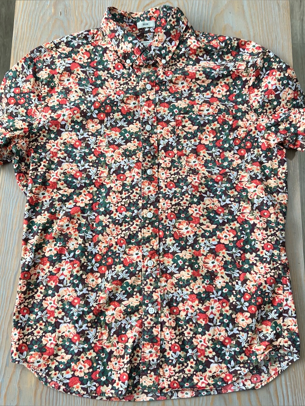 J Crew Short-sleeve Secret Wash shirt in Springfield floral print size medium
